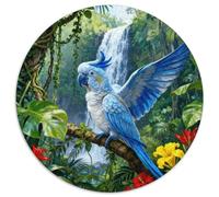 1000 Piece Blue White Parrot Jigsaw Puzzle for Adults Kids - Family Fun, Educational Toys, Tropical Plants Jigsaws, Home Decoration Unique Gift 1000pcs (67.5x67.5cm)