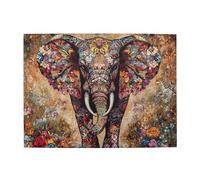 1000 Piece Boho Elephant Puzzle Intricate Mandala Patterns with Colorful Floral Accents,Tribal Art Jigsaw for Adults
