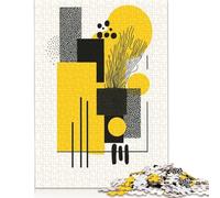 1000 Piece Bold Yellow & Black Geometric Abstract Minimalist Art Jigsaw Puzzle for Adult Teenagers Puzzle Adult Jigsaw Puzzle Learning Educational Toys 1000pcs (75x50cm)