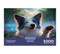 1000 Piece Border Collie Jigsaw Puzzle for Adults - A Mindful Challenge, Family Game, Bamboo Forest Jigsaws, Decoration Unique Gift 70x50cm/1000pcs