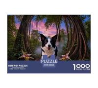 1000 Piece Border Collie Jigsaw Puzzle for Adults - Challenging Brain Teaser, Tropical Jungle Puzzle, Decoration Unique Gift 38x26cm/1000pcs