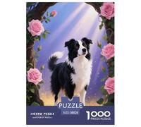 1000 Piece Border Collie Jigsaw Puzzle for Adults - Challenging & Brainteasing, Rose Archway Puzzles, Home Decoration Unique Gift 38x26cm/1000pcs