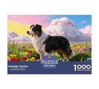 1000 Piece Border Collie Jigsaw Puzzle for Adults - Cooperative Play & Educational Activity, Colourful Wildflowers Puzzles, Home Decoration Unique Gift 38x26cm/1000pcs