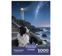 1000 Piece Border Collie Jigsaw Puzzle for Adults - Family Fun, Family Happy Game, Starry Lighthouse Puzzle, Decoration Birthday Gifts 38x26cm/1000pcs
