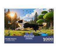 1000 Piece Border Collie Jigsaw Puzzle for Adults & Kids - Challenging Game, Forest Stream Puzzles, Home Decoration Gifts 38x26cm/1000pcs