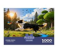 1000 Piece Border Collie Jigsaw Puzzle for Adults & Kids - Family Fun, Family Game, Forest Stream Jigsaws, Decoration Gifts 52x38cm/1000pcs
