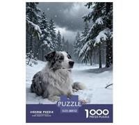 1000 Piece Border Collie Jigsaw Puzzle for Adults & Kids - Family Fun, Family Happy Game, Snowy Woods Puzzle, Decoration Gifts 52x38cm/1000pcs
