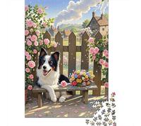 1000 Piece Border Collie Jigsaw Puzzles for Adults Challenge Toy Family Fun Game Decoration Border Collie Country Yard Jigsaws Unique Gift 1000pcs (75x50cm)