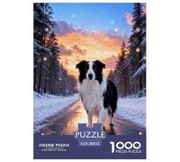 1000 Piece Border Collie Jigsaw Puzzles for Adults - Family-Friendly Brain Teaser, Snowy Woods Jigsaws, Home Decoration Birthday Gifts 52x38cm/1000pcs