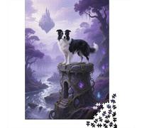 1000 Piece Border Collie Mystic Woods Jigsaw Puzzles for Adults & Kids, Challenging Puzzle Games, Jigsaws Birthday Gifts, Family-Friendly Brain Teaser 1000pcs (75x50cm)