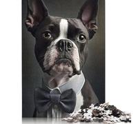 1000 Piece Boston Terrier Dog Creative Square Jigsaw Puzzles for Adults & Wooden Puzzles Educational Toys 1000pcs (75x50cm)