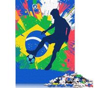 1000 Piece Brazilian Soccer Silhouette Square Puzzles for Adults & Wooden Puzzles Educational Game 1000pcs (75x50cm)