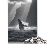 1000 Piece Breaching Whale at Coastal Cliffs Creative Square Jigsaw Puzzles for Adults & Wooden Puzzles Educational Toys 1000pcs (75x50cm)