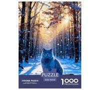 1000 Piece British Shorthair Cat Jigsaw Puzzle for Adults & Kids - Challenging & Brainteasing, Snow-Covered Woods Jigsaws, Home Decoration Gifts 70x50cm/1000pcs
