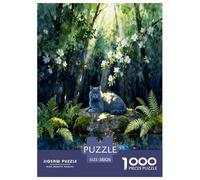 1000 Piece British Shorthair Cat Jigsaw Puzzle for Adults Kids - Challenging & Brainteasing, Woods Ferns Jigsaws, Home Decoration Unique Gift 38x26cm/1000pcs