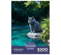 1000 Piece British Shorthair Cat Jigsaw Puzzles for Adults - Family Fun, Family Game, Forest Stream Puzzles, Home Decoration Birthday Gifts 52x38cm/1000pcs