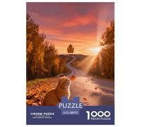 1000 Piece British Shorthair Cat Jigsaw Puzzles for Adults - Family Fun, Family Game, Highway Woods Puzzles, Home Decoration Unique Gift 52x38cm/1000pcs
