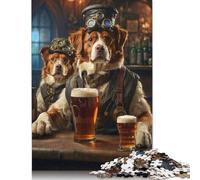 1000 Piece Brittany Spaniel Beer Dog Jigsaw Puzzle for Adult Teenagers Paper Puzzle Christmas Eve Gifts 1000pcs (75x50cm)