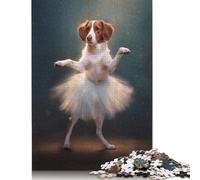 1000 Piece Brittany Spaniel T Rex Dinosaur Creative Square Jigsaw Puzzles for Adults & Wooden Puzzles Stress Relief Puzzle Games And Unique 1000pcs (75x50cm)