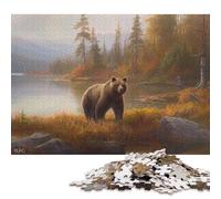 1000 Piece Brown Bear in Lapland Adult Puzzles Wooden Puzzles Educational Stress Relief Toy Puzzle 1000pcs (75x50cm)