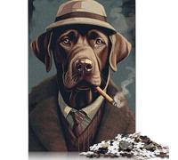 1000 Piece Brown Labrador Gangster Square Jigsaw Puzzles for Adults & Wooden Puzzles Learning Educational Toys Family Games 1000pcs (75x50cm)