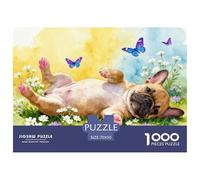 1000 Piece Bulldog Jigsaw Puzzle for Adults Kids - Challenging Game, Butterfly Flowers Puzzle, Decoration Gifts 70x50cm/1000pcs