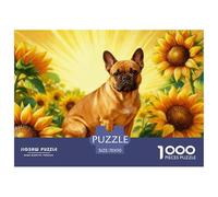 1000 Piece Bulldog Jigsaw Puzzle for Adults Kids - Challenging Game, Sunflower Field Jigsaws, Decoration Birthday Gifts 70x50cm/1000pcs