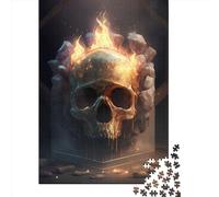 1000 Piece Burning Ice Skull Jigsaw Puzzle for Adult Teenagers Wood Jigsaw Puzzles Educational Game Challenge Toy Birthday Gifts 1000pcs (75x50cm)
