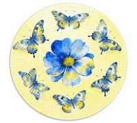 1000 Piece Butterfly Jigsaw Puzzle for Adults Kids - Family Fun, Educational Games, Blue Yellow Flowers Puzzles, Home Decoration Gifts 1000pcs (67.5x67.5cm)