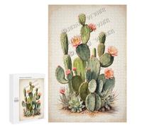 1000 Piece Cactus Wooden Jigsaw Puzzle for Adults - Aesthetic Nature Theme Puzzle for Wall Art - Relaxing Brain Activity and Mindful Gift for Plant Lovers