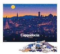 1000 Piece Cappadocia Turkey Nightscape Illustration Square Jigsaw Puzzles for Adults & Wooden Puzzles Learning Educational Toys Family Games 1000pcs (75x50cm)