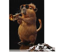 1000 Piece Capybara Trumpet Creative Square Jigsaw Puzzles for Adults & Wooden Puzzles Educational Toys 1000pcs (75x50cm)