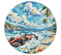 1000 Piece Car Jigsaw Puzzles for Adults Challenge Toy Family-Friendly Brain Teaser Home Decoration Race Car Waves Palm Tree Jigsaws Gifts 1000pcs (67.5x67.5cm)