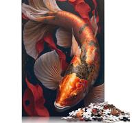 1000 Piece Carpe Koi Fish Square Puzzles for Adults, Wooden Puzzles Family Entertainment Toys 1000pcs (75x50cm)