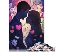1000 Piece Cartoon Couple Kissing Jigsaw Puzzle for Adult Teenagers Wooden Puzzle Christmas Eve Gifts 1000pcs (75x50cm)