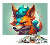 1000 Piece Cartoon Style of Fox Jigsaw Square Puzzle for Adults & Paper Puzzles Educational Game Challenge Toy 38x26cm/1000pcs