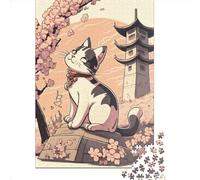 1000 Piece Cat Cherry Blossoms Paper Jigsaw Puzzles Adults Teens Jigsaw Large Puzzle Toys Educational Intellectual Decompressing Fun Family Game 1000pcs (38x26cm)