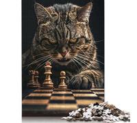 1000 Piece Cat Chess Creative Square Jigsaw Puzzles for Adults & Wooden Puzzles Stress Relief Puzzle Games And Unique 1000pcs (75x50cm)