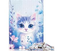 1000 Piece Cat Flower Jigsaw Puzzles for Adult Teenagers Wooden Puzzles For Family Fun & Game Night 1000pcs (75x50cm)