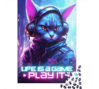 1000 Piece Cat Gaming Jigsaw Puzzles, for Adults & Paper Puzzles Educational Games For Kids 38x26cm/1000pcs