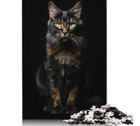 1000 Piece Cat Gold Dark Jigsaw Puzzles for Adult Puzzle Jigsaws for Adults Age 14+ 1000pcs (75x50cm)