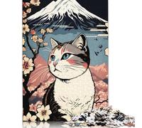 1000 Piece Cat Mount Fuji Cherry Blossoms Jigsaw Puzzle for Adult Teenagers Puzzle for Adults And Teenager for Adults& Teens Age 12 Years Up 38x26cm/1000pcs
