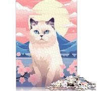 1000 Piece Cat Mount Fuji Portrait Jigsaw Puzzle for Adult Teenagers Jigsaw Puzzle For Family Fun & Game Night 1000pcs (75x50cm)