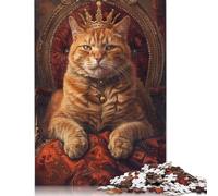 1000 Piece Cat Queen Crown Throne Square Puzzles for Adults, Wooden Puzzles Toy Wall Decor 1000pcs (75x50cm)
