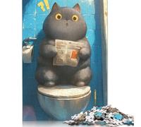 1000 Piece Cat Reading on Toilet Jigsaw Puzzlesfor Adults Paper Puzzle Jigsaws for Adults For Family Fun & Game Night 1000pcs (38x26cm)
