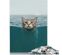 1000 Piece Cat Swimming in Water Jigsaw Puzzle for Adult Teenagers Paper Puzzle Jigsaws for Adults Puzzles for Adults Teens 38x26cm/1000pcs