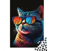 1000 Piece Cat with Glasses Jigsaw Puzzles for Adult Teenagers Paper Puzzles Sustainable Puzzle for Adults | Games 1000pcs (38x26cm)