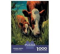 1000 Piece Cattle Jigsaw Puzzle Great Gift Home Decoration Guardian Among The Grass Puzzles Challenging Games for Men And Women 70x50cm/1000pcs