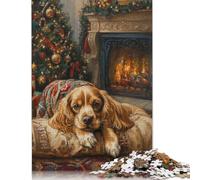 1000 Piece Cavalier King Charles Spaniel Christmas Painting Jigsaw Puzzles for Adult Puzzle Jigsaws for Adults Age 14+ 1000pcs (75x50cm)