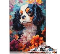 1000 Piece Cavalier King Charles Spaniel in Flowers Jigsaw Puzzles for Adults Puzzle Adult Jigsaw Puzzle Home Decoration Puzzle Toys 1000pcs (75x50cm)
